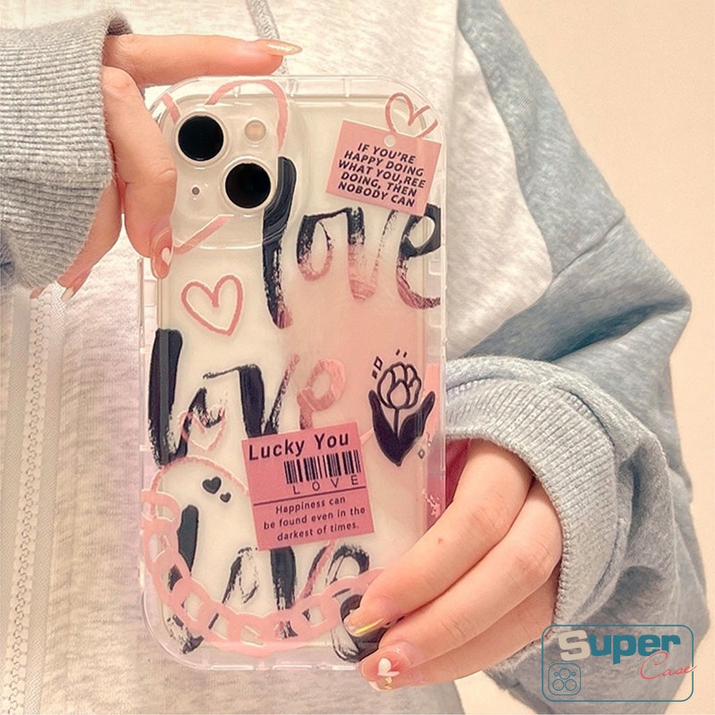 IPHONE Kompatibel Untuk Iphone11 14 13 12 Pro MAX 6 6S 78 Plus XR X XS MAX Trendi Merek Comme des Garcons Kartun Graffiti Cinta Hati Label Shockproof Airbag Lembut Silicon Case Cover