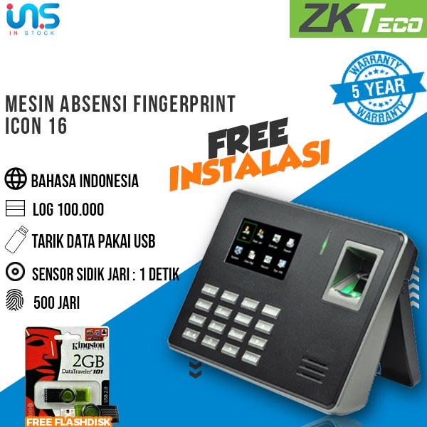 Fingerprint ICON 16 Mesin Absensi Murah Bisa Sidik Jari dan PIN Standalone / Absen ICON16 Not A3
