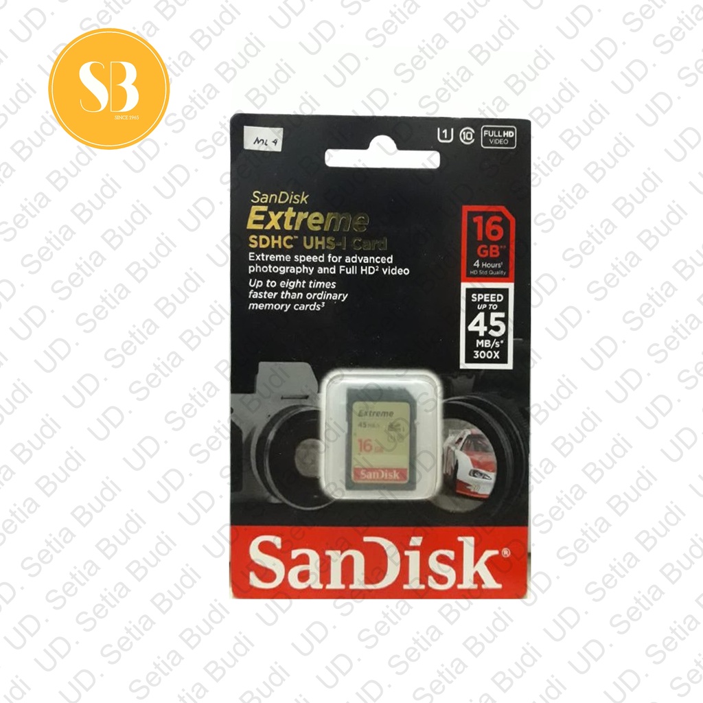 Memory 16GB SD Card Sandisk Extreme UHS-I SDHC Asli