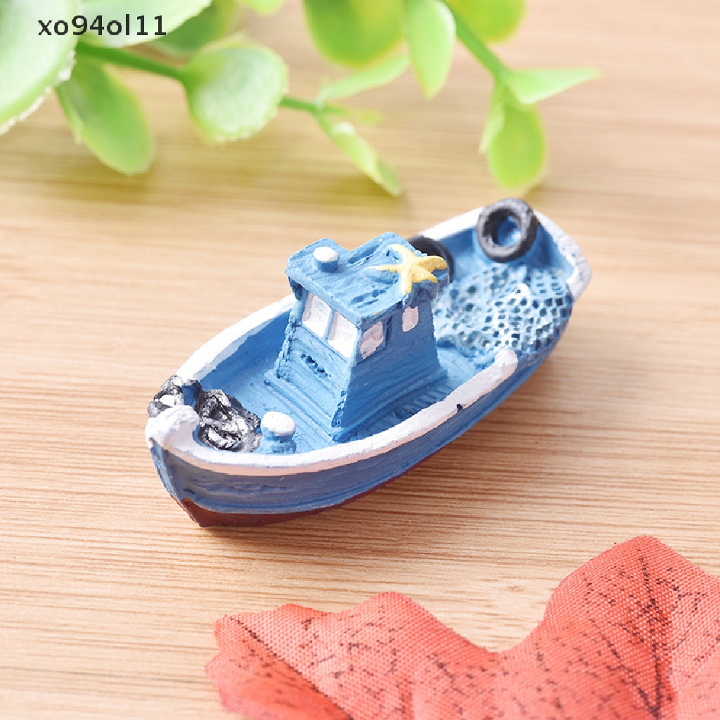 Xo Pop 1 Pcs Yacht Kapal Kapal Nelayan Miniatur Peri Taman Rumah Rumah Kerajinan Micro Lansekap Dekorasi DIY Aksesoris OL