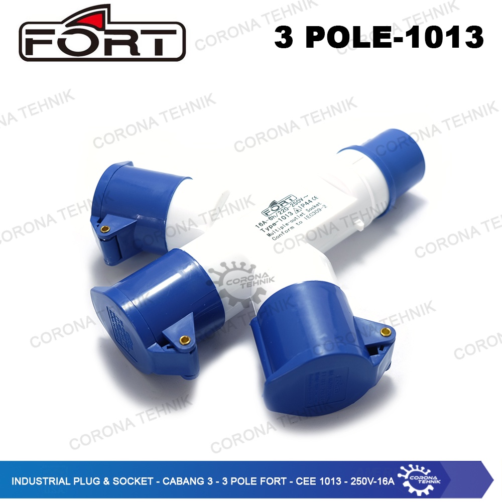 FORT - CEE-1013 - 250V - Industrial Plug &amp; Socket - Cabang 3 - 3 Pole