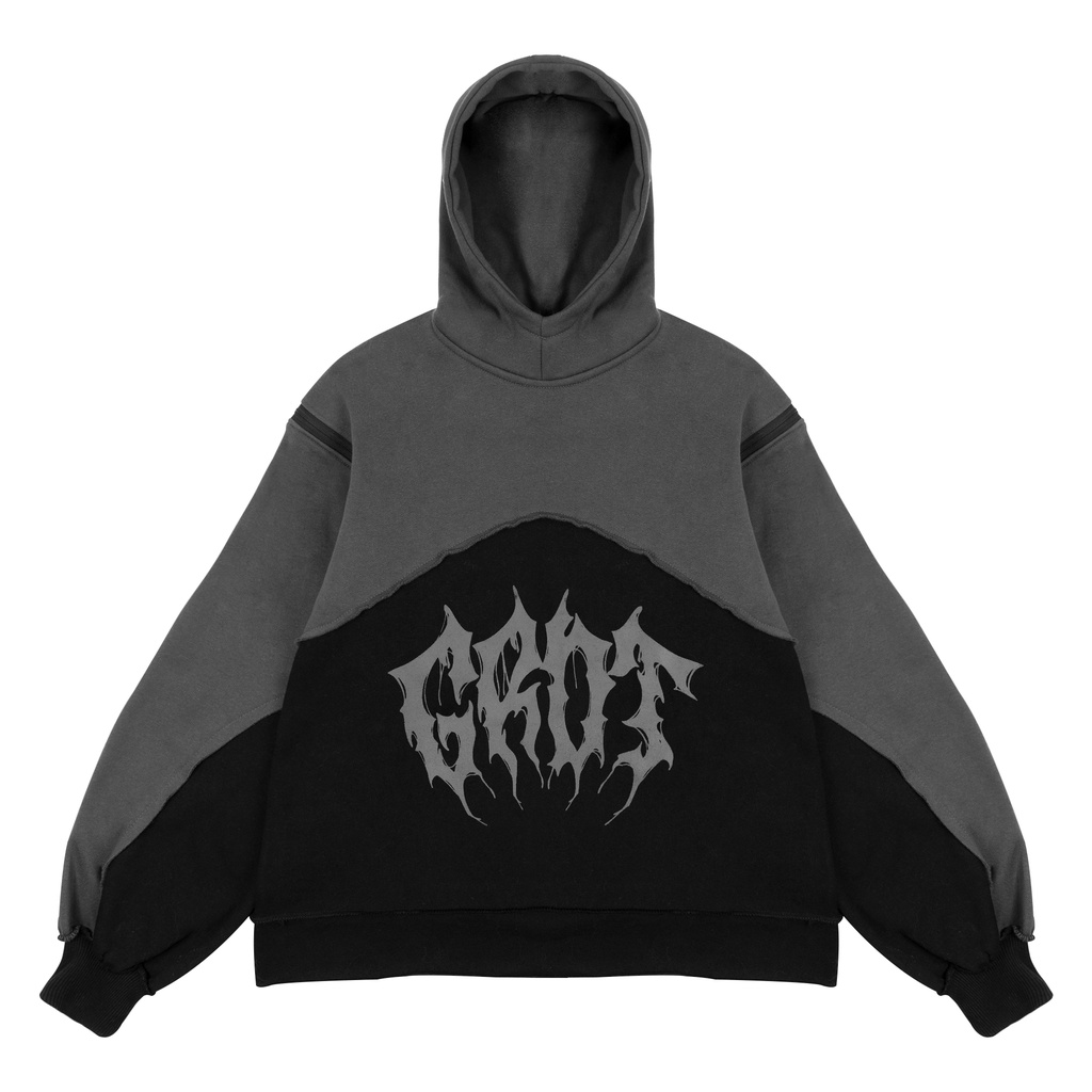 GRDT - Astaroth Two Tone Hoodie Oversize Black Grey