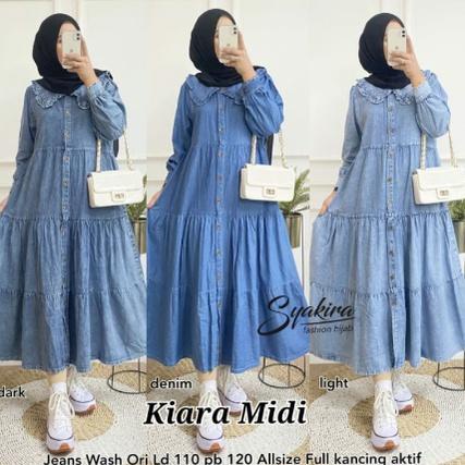 READY Kiara Midi Dress Jeans Washed HQ denim mdr050