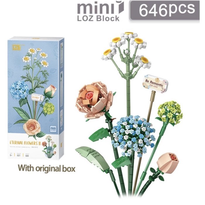 Terlaris Ready - Loz Nano Block Flower Blue (Bunga Non Lego)