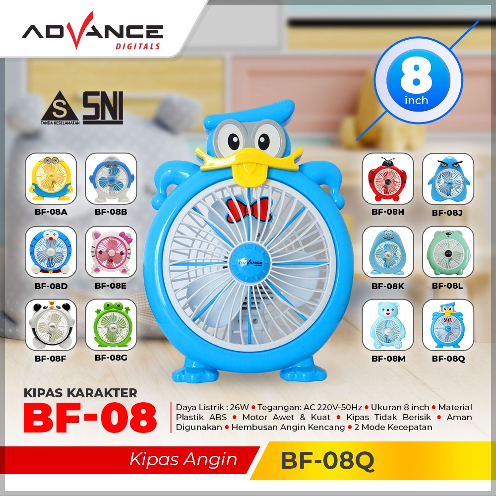 Advance Digitals Kipas Angin Karakter Digitals BF-08 |Garansi Resmi Advance| Varian Gambar