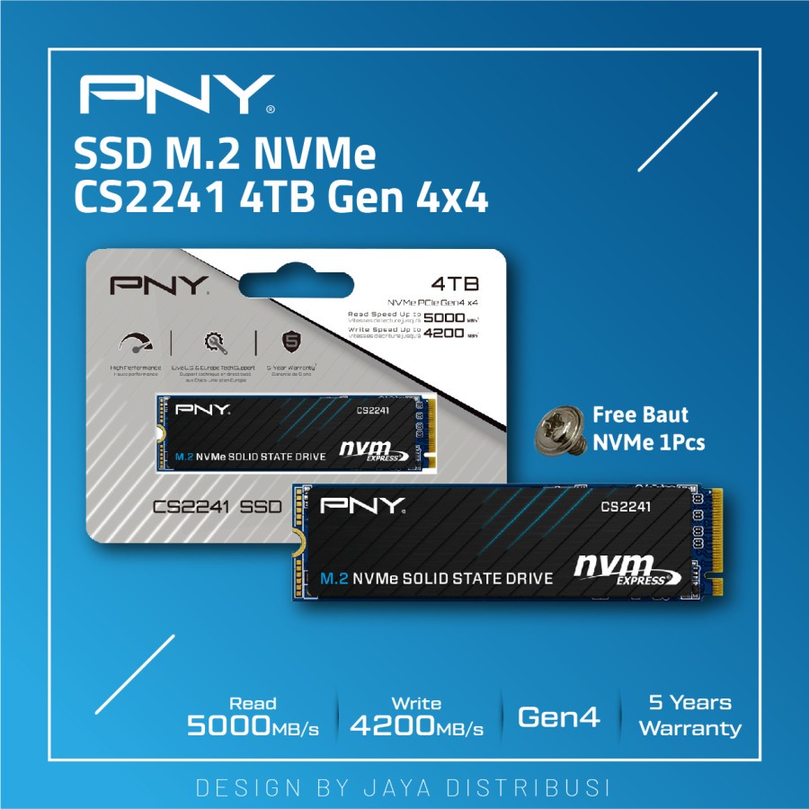 PNY SSD 4TB M.2 NVME CS2241 PCIE Gen 4x4