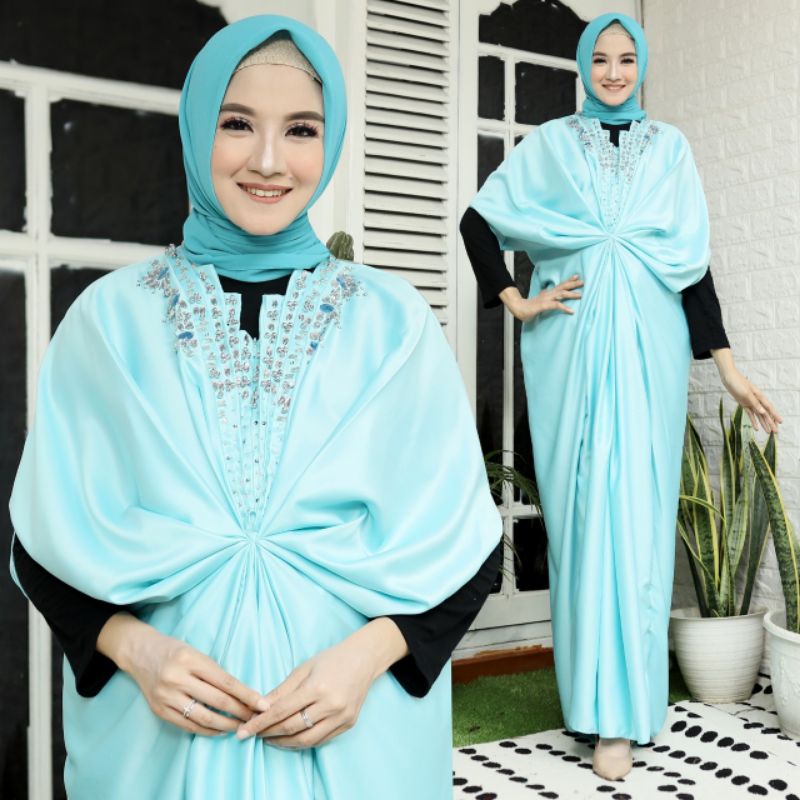 Kaftan Renata PAYET PREMIUM/ Kaftan Muslimah JUMBO/ Kaftan SAGE GREEN WARDAH Modern/ KAFTAN SATIN VELVET LEBARAN WANITA TERBARU