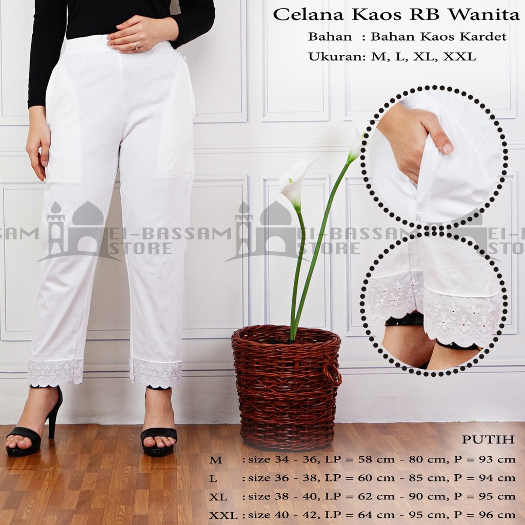 Celana Umroh Wanita / Celana Umroh Wanita Putih Bordir / Perlengkapan Haji Wanita