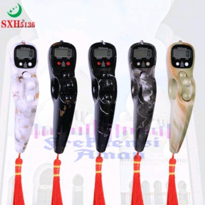 Tasbih Digital Premium Motif Kayu Marmer Led Alarm Per 100 Bunyi Beef