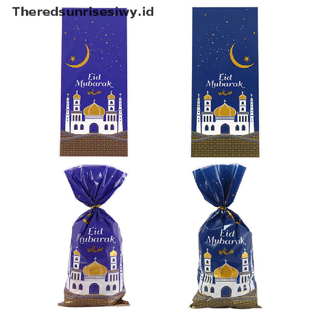# New # 50pcs Tas Bingkisan Lebaran Eid Mubarak Plastik OPP Bag Dua Warna Mix Perlengkapan Pesta Muslim~