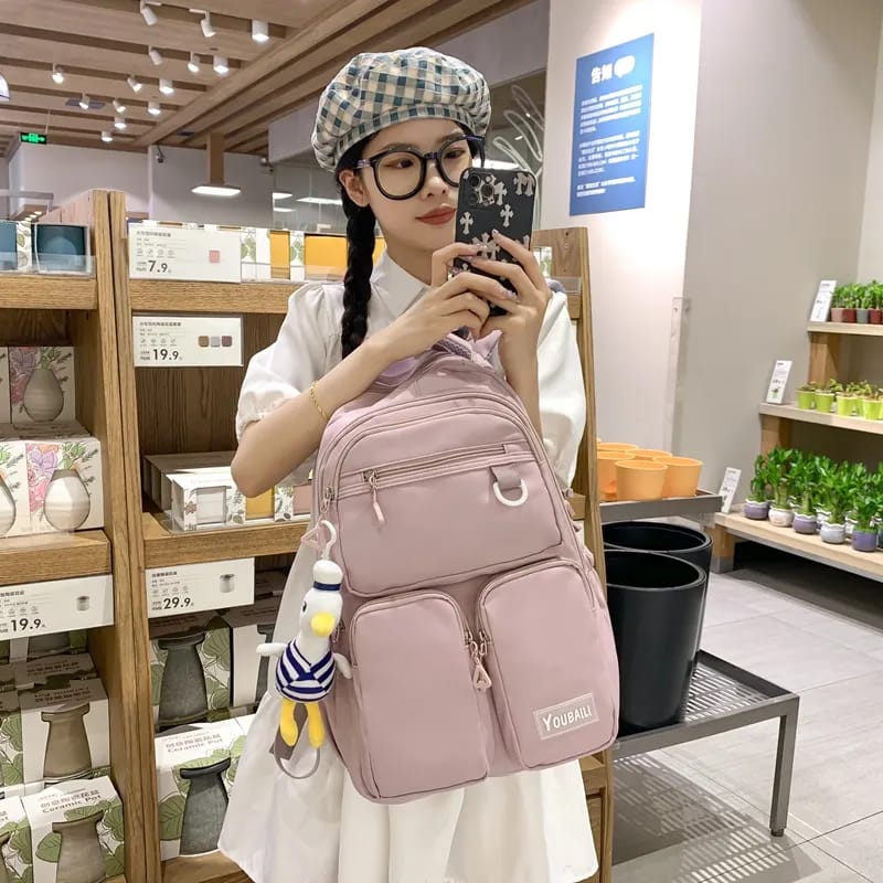 DiObrale - Tas Punggung Perempuan Dewasa Casual Sederhana Ransel Anak Perempuan Sekolah SD SMP SMA Kekinian Kapasitas Besar Laptop 14&quot; Backpack Viral Populer 2023