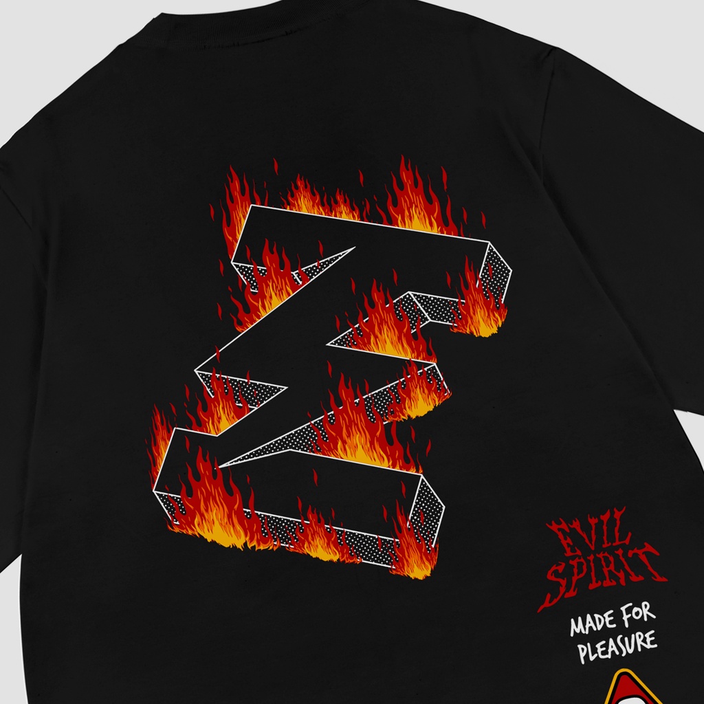 EVILSPIRIT KAOS OVERSIZE  - BREATHE FIRE BLACK UNISEX