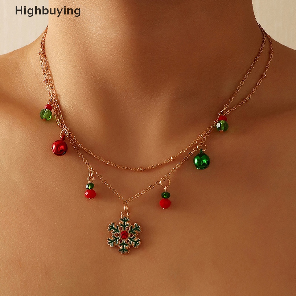 Hbid Halus Warna-Warni Lonceng Kristal Pohon Natal Liontin Kalung Untuk Wanita Fashion Klavikula Rantai Kalung Perhiasan Xmas Tahun Baru Hadiah Glory