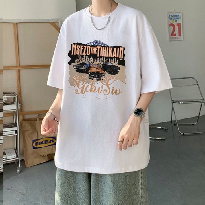 RDGF official shop 2023 versi Korea baru  kemeja leher bulat pakaian sederhana Kaos pria kaos hitam oversize PRIA &amp; WANITA (UNISEX)