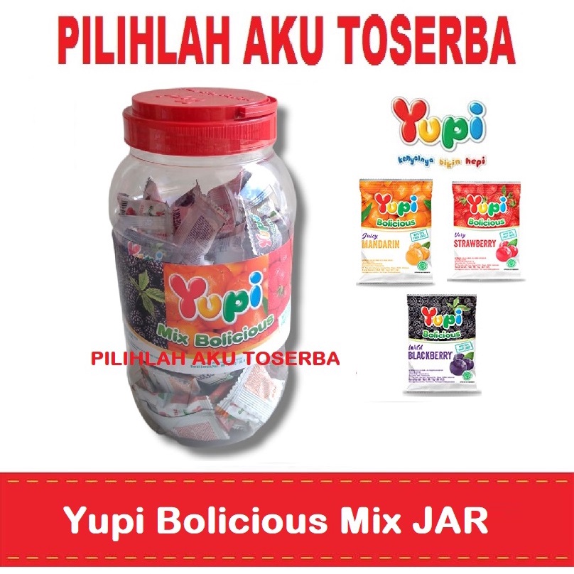 YUPI BOLICIOUS MIX KEMASAN JAR - ( HARGA 1 DUS ISI 6 JAR )