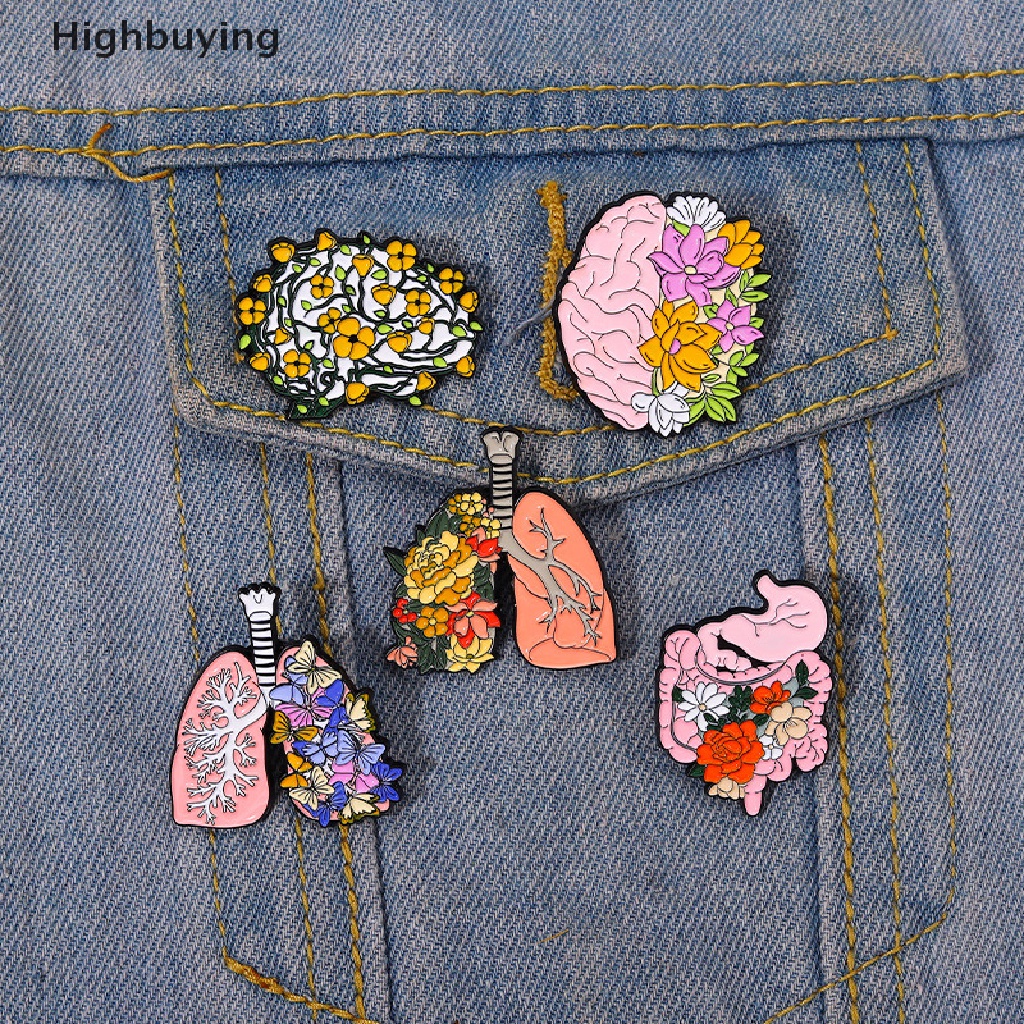 Hbid Kreatif Organ Bunga Enamel Pin Tubuh Internal Jantung Otak Paru-Paru Bros Pin Lucu Bros Kerah Lencana Perhiasan Untuk Wanita Gadis Glory