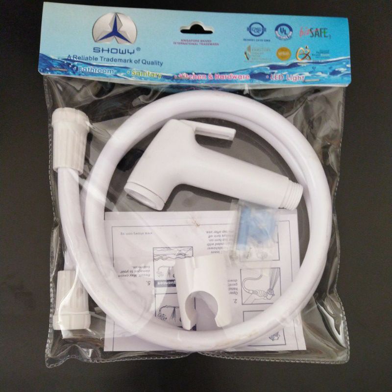 SHOWY 2364 Putih Kepala Bidet Shower Rinset Head dengan Braket dan Hose