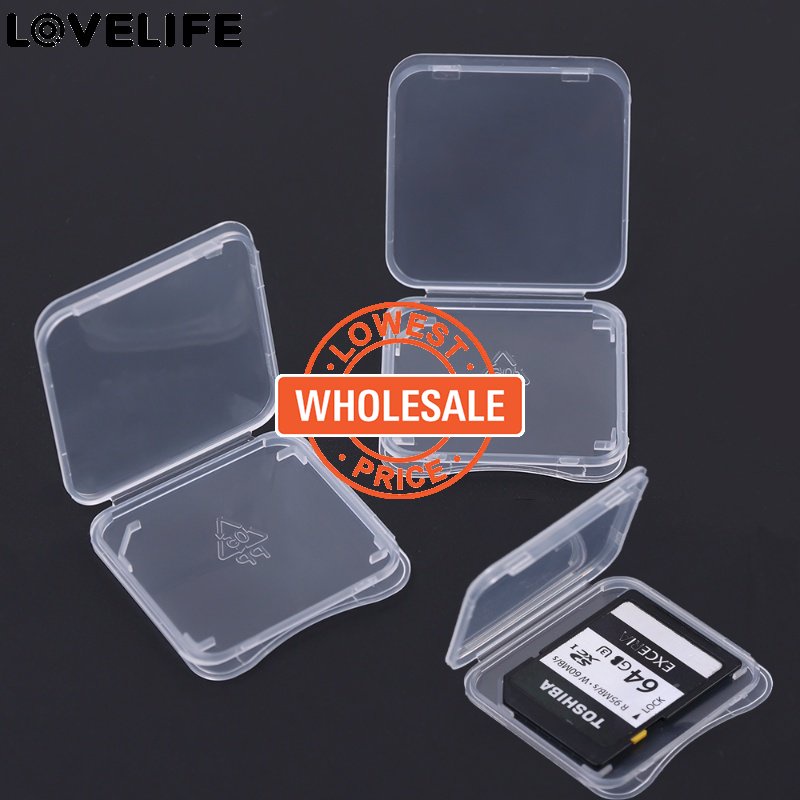 [Harga Grosir] 1/10Pcs Tempat Penyimpanan Kartu SD Mini Transparan Memory Card Case Tahan Debu Penyimpanan Aksesoris Kartu Telepon Case Pelindung