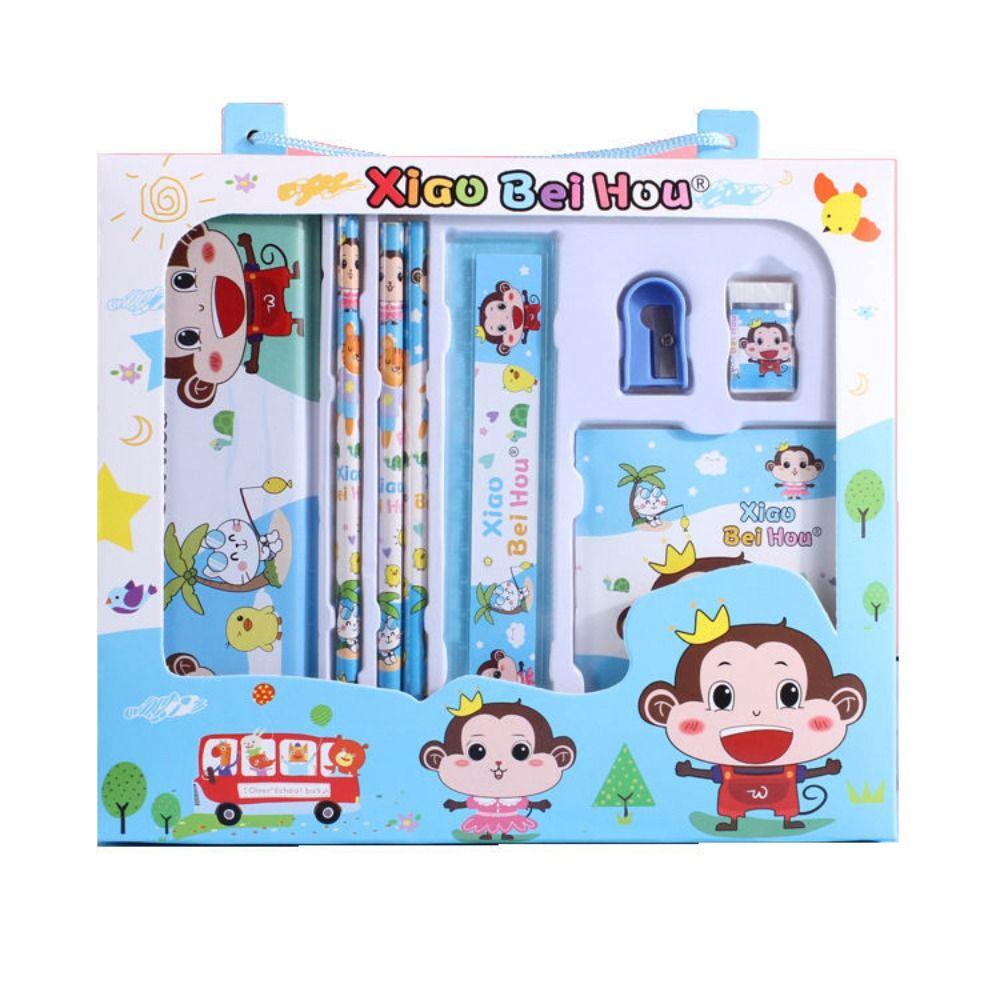 MXBEAUTY Penggaris Penghapus Pensil Case Notebook Set Kreatif Korea Anak Tk Murid Sd Hadiah Anak