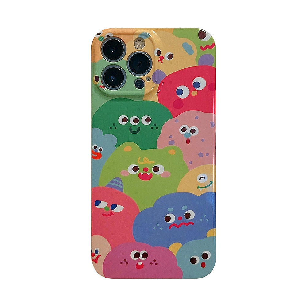 Korea Cute Little Monsters Kartun Hard Shell Case Untuk Iphone SE 2020 7 /8 Plus 14x XR XM 11 12 13 PRO MAX Casing Cover Pelindung AT0042