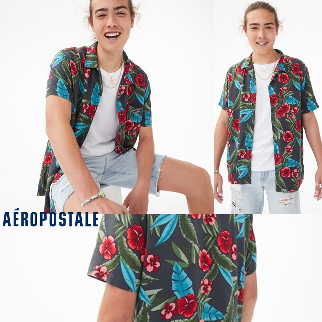 AEROPOSTALE Kemeja Resort Shirt Original Pantai Adem Formal Cotton Pria Paradise