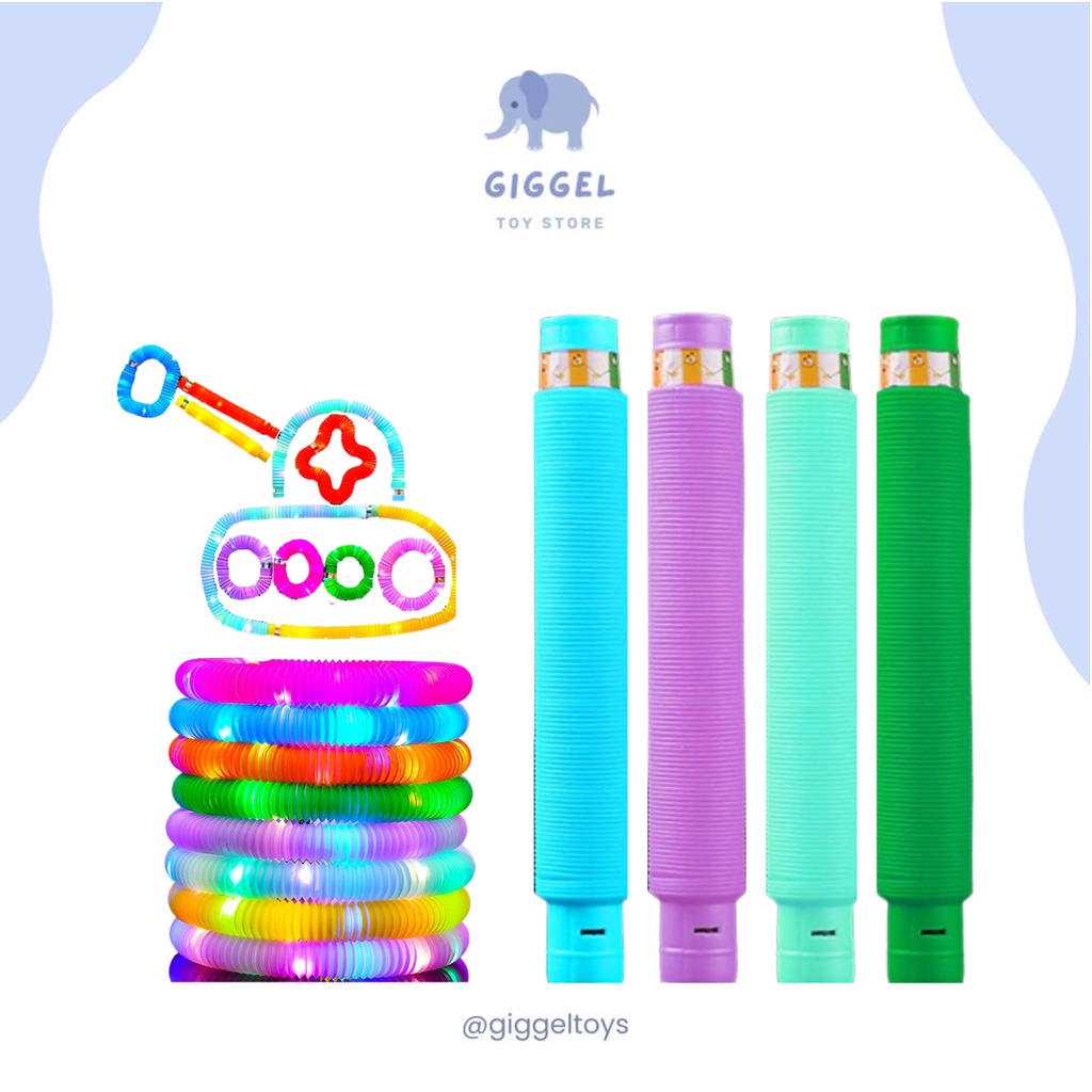 [ Giggel ] Mainan Anak POP TUBES LED Light Up lampu Mainan Viral / Fidget Pop Tubes Sensory Toys / Maenan Kreasi Lampu Stick Selang Pipa Anak