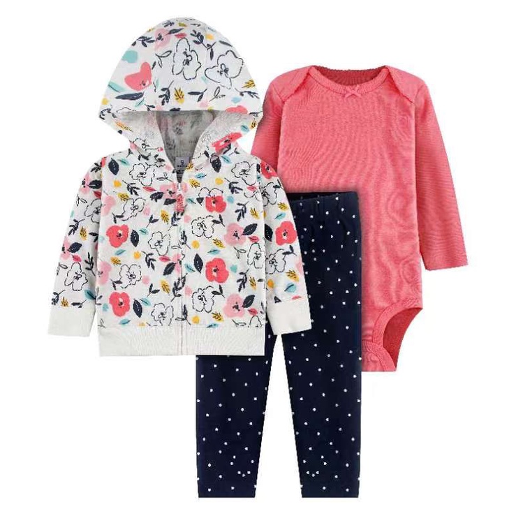 Set 3 In 1 Jumper Celana Jaket Hoodie Jumpsuit Bayi Newborn Baju Celana Jaket Bayi Hampers Bayi Set