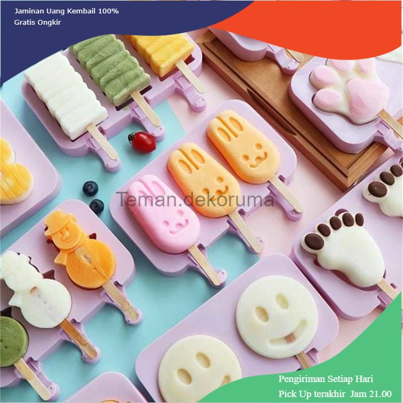 TD - DPR SJ Cetakan Es Krim 2 Hole Silicone Mold Dessert Dog Paw with 50 Sticks - JSC84