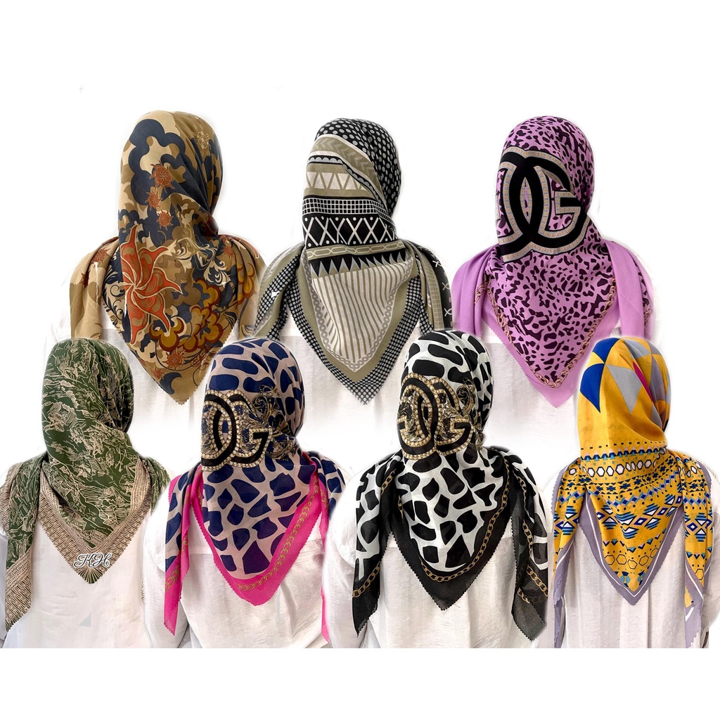 HIJAB SEGIEMPAT VOAL MOTIF LEOPARD MACAN PEGUNUNGAN BUTON KEYZ HIJAB KH0029