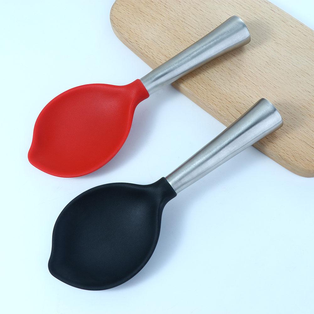 [Elegan] Rice Paddle Cooking Dinnerware Stand-up Silikon Anti Lengket Anti Karat Serving Spoon