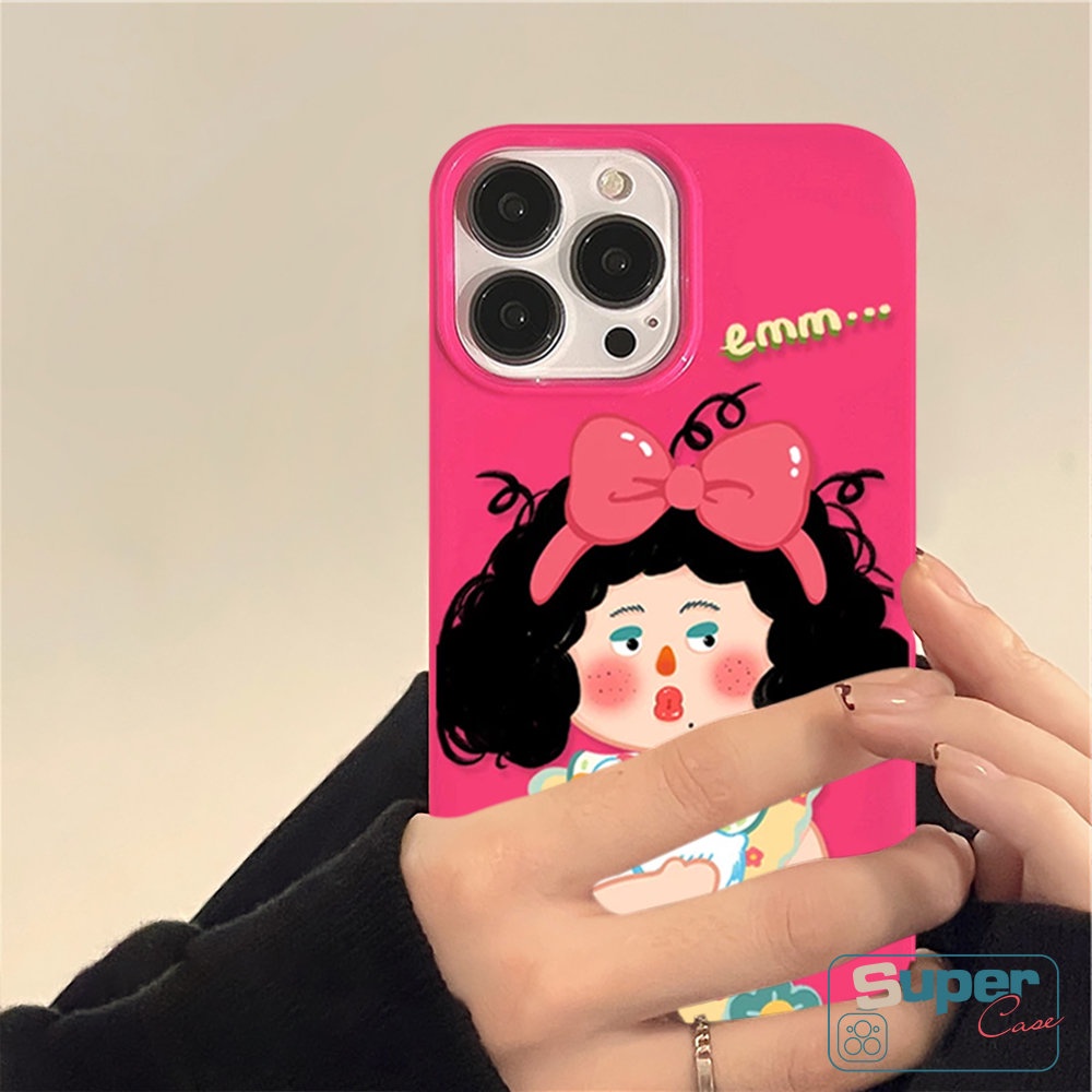 IPHONE Glossy Kartun Permen Lucu Imut Gadis Case Kompatibel Untuk Iphone11 13 14 12 Pro Max XR 7 8 Plus X XS Max SE 2020 Kamera Perlindungan Tahan Guncangan Ros Merah Lembut Tpu Silicon Back Cover