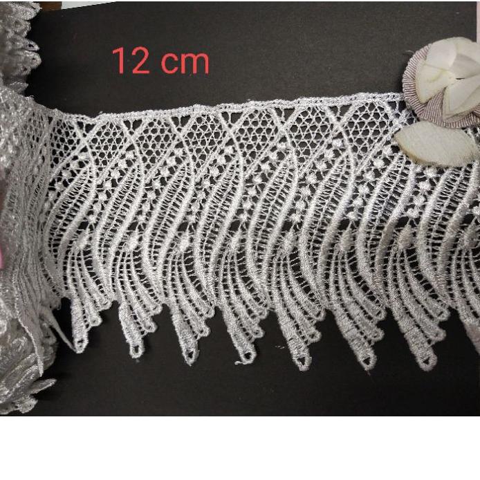 ♣ Renda bordir gyper kembang lancip renda lebar renda giper putih renda hitam renda oki renda mukena