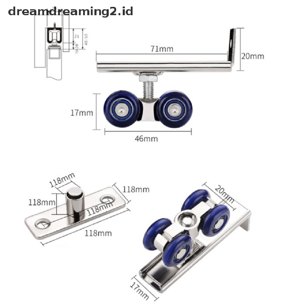 (dream) 2pcs/set Sliding Door Roller Hardware Pintu Geser Katrol Roda 4per8 Rel Track.