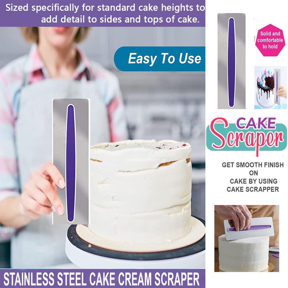 Solighter Stainless Steel Scraper Kue Alat Hias Dapur Tepung Pastry Baking Tool Butter Cream Edge Smoother