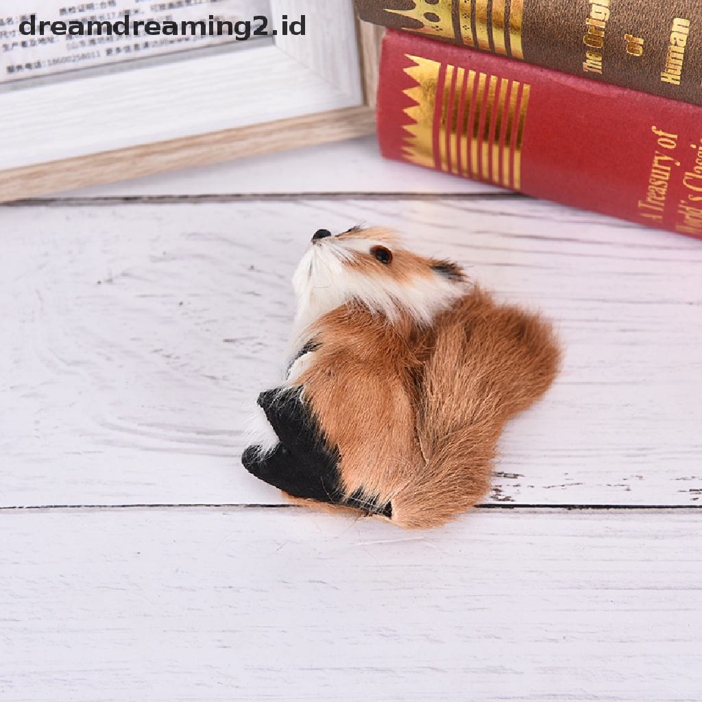 (dream) Simulasi Bulu Tupai Plush Stuffed Doll Hewan Mainan Anak Hadiah Dekorasi Rumah.