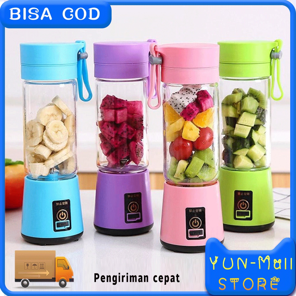 YUN Mall Blender Juice Cup Mini Portable mini USB electric /Blender Mini Portable Juicer YUN Mall  Cup Electric / Juicer Cup 400ml  Mata Pisau Rechargeable / Alat Pembuat Minuman Jus Buah Sayur Elektrik tanpa