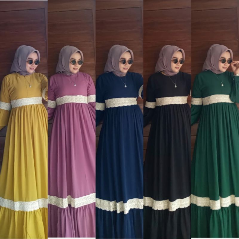 Terbaru Random model M Alika maxy ceruty babydoll gamis renda terbaru gamis polos pakaian muslim gam