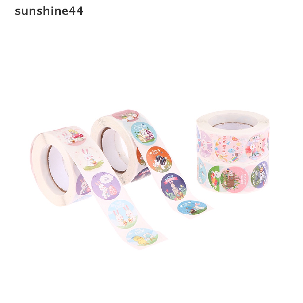 Sunshine 500Pcs/Roll 2.5cm Paskah Stiker Anak Happy Easter Bunny Kartun Sealing Labels ID