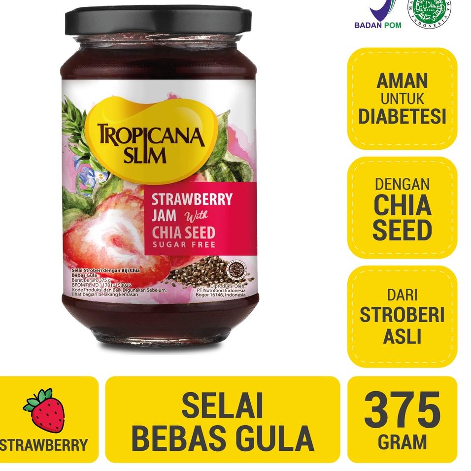 

▲ Tropicana Slim Strawberry Jam 375 g - Selai Stroberi Bebas Gula ♩