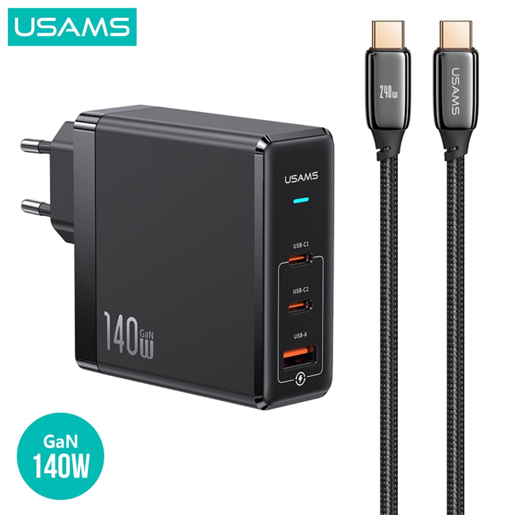 USAMS UM Series Fast Charger Kit GaN 140W ACC + Kabel C to C 240W