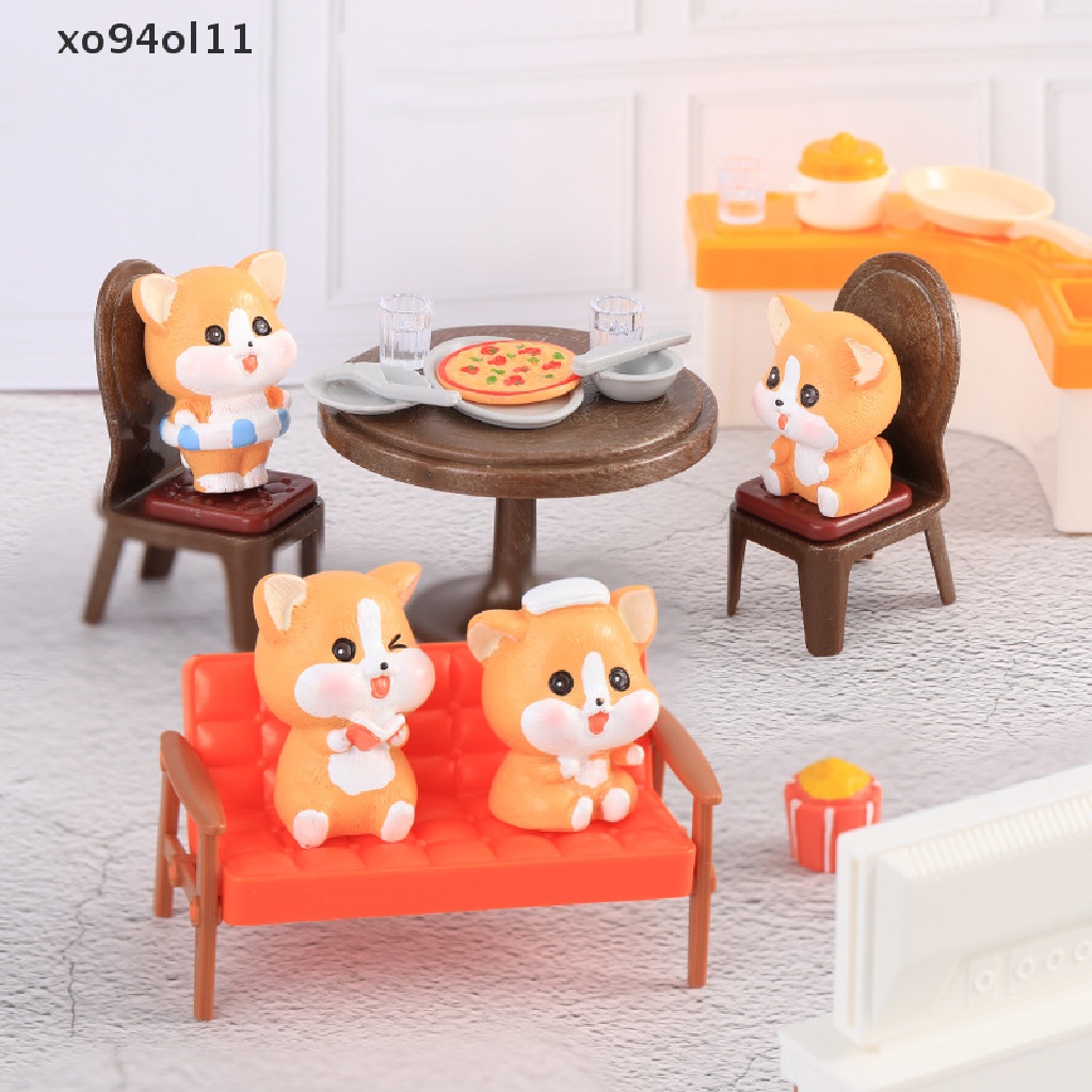 Xo Lucu Miniatur Anjing DIY Hadiah Kerajinan Ornamen Patung Taman Peri Chic Patung Lanskap Mikro Untuk Dekorasi Kue Desktop OL