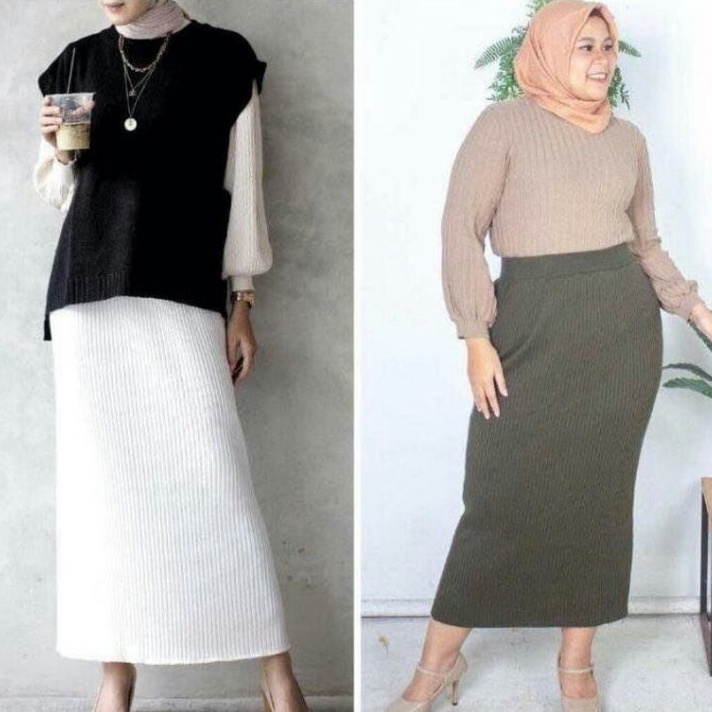 [✅COD ]  Rajut JUMBO Rok 7/8 Rajut Wanita / Rok Knit Rajut / Rok Tebal / Rok oversize