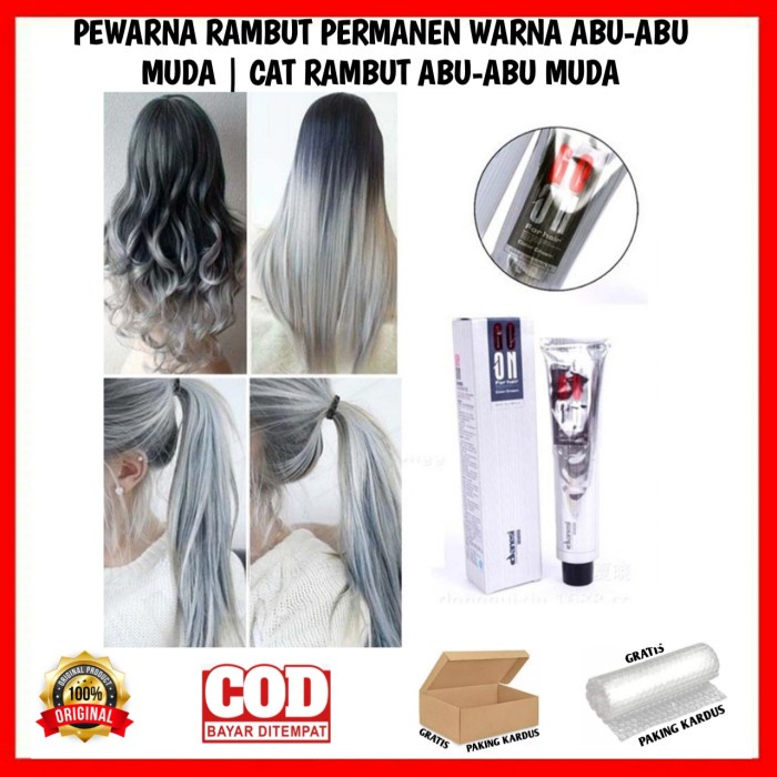 Terlaris Pewarna Rambut Permanen Warna Abu-Abu Muda Cat Rambut Abu-Abu Muda