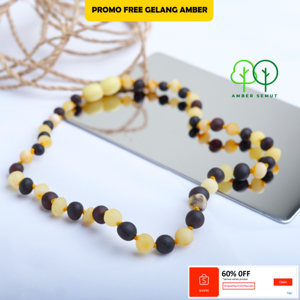 PROMO FREE GELANG - Kalung Amber Baltic Milk Cherry by Amber Semut