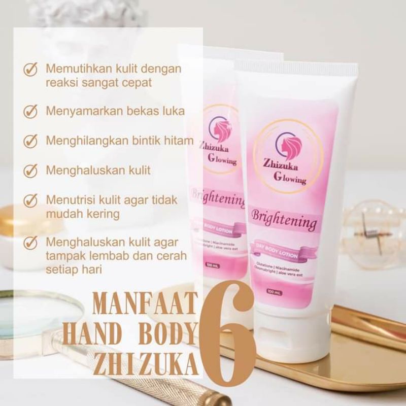 Hand body serum Zhizuka whitening- FREE 2 POT BOOSTER NIGHT -Pemutih badan BPOM - Body Serum