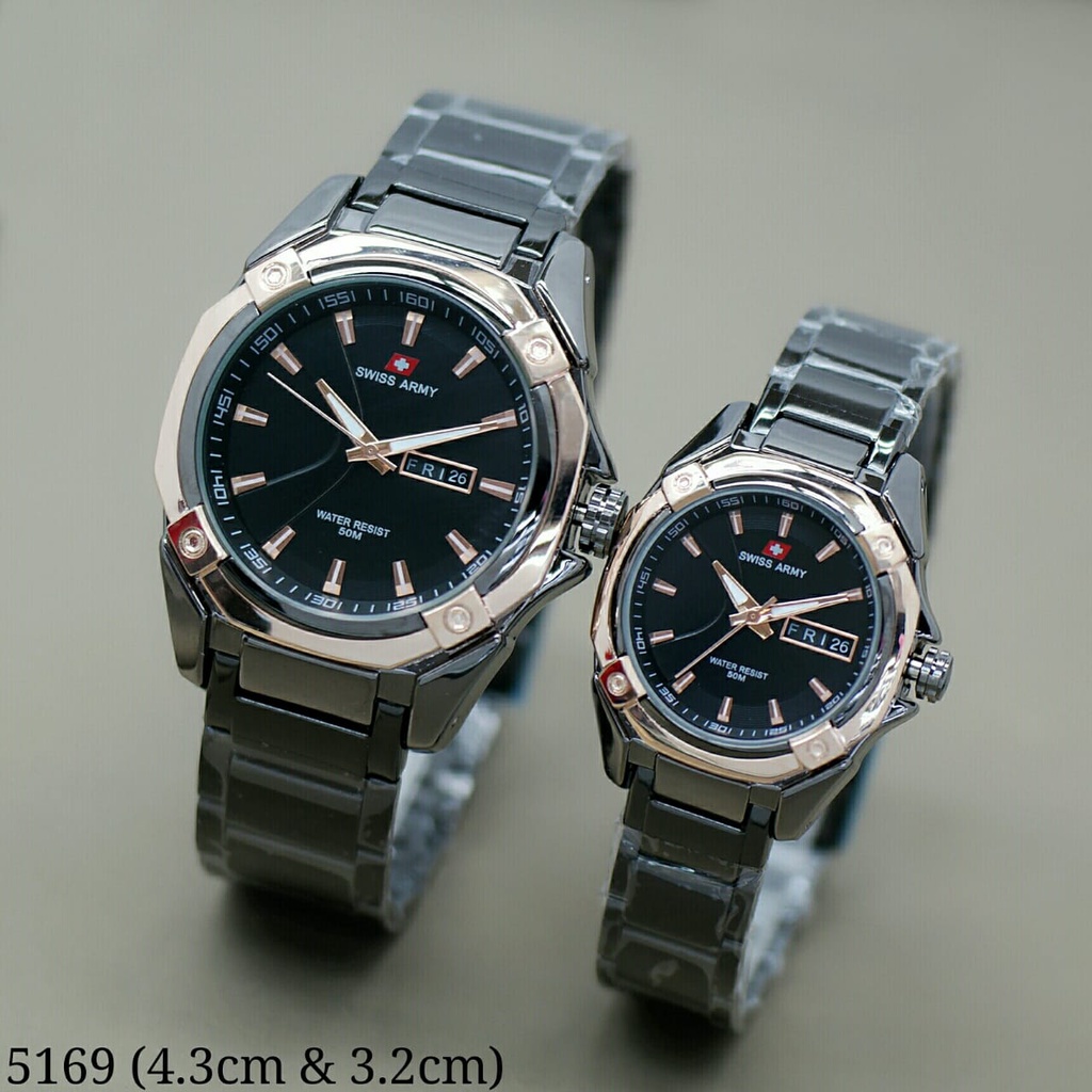 BEST SELLER JAM TANGAN COUPLE SW 5169 ANALOG H70 TALI RANTAI DM 3.2 &amp; 4.3CM FREE BOX &amp; BATERAI || JAM TANGAN FASHION WANITA JAM TANGAN CEWEK MURAH