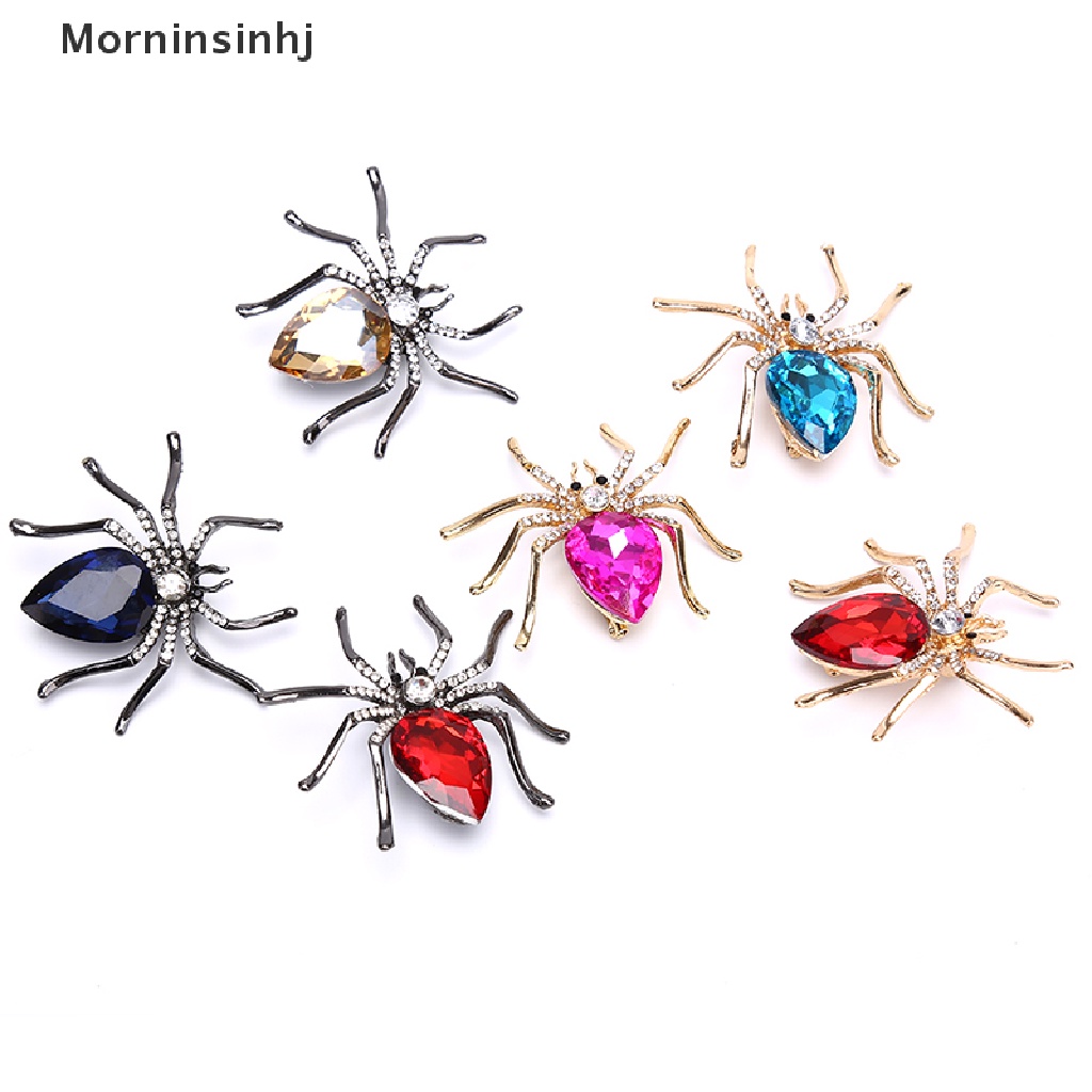 Mornin Fashion Lady Kristal Spider Pin Bros Dekorasi Korsase Lencana Perhiasan Hadiah id