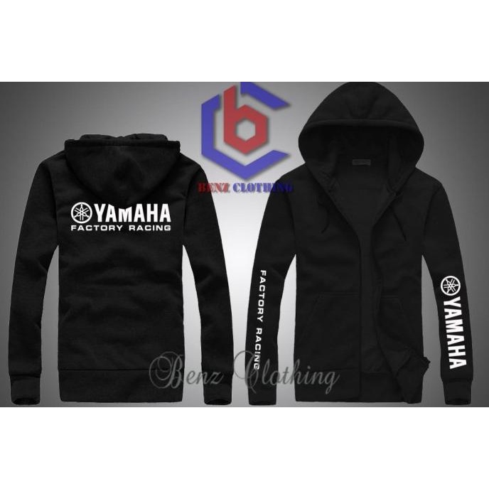 Jaket Hoodie Sweater Yamaha Factory Racing Outerwear Pria Wanita Zipper Resleting Depan Polos Sablon