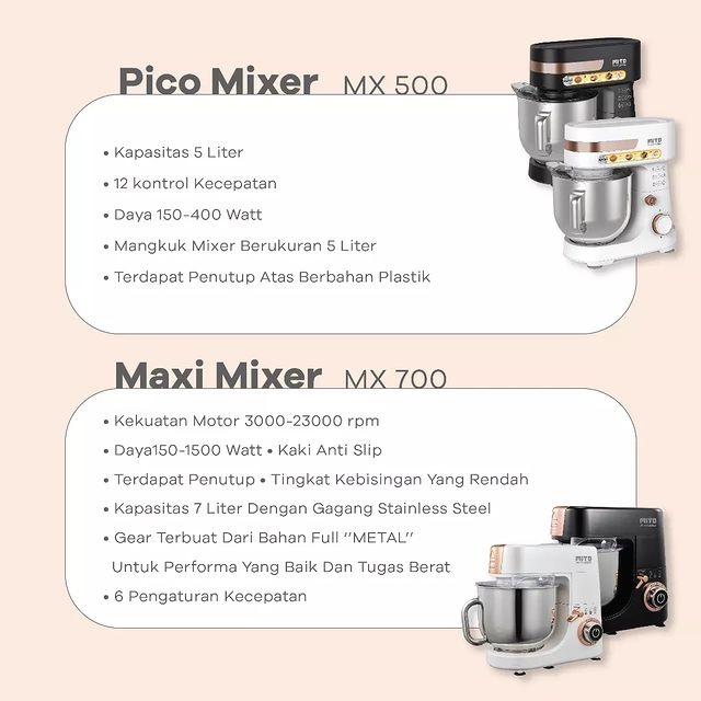 MITO STAND MIXER MAXI MX 700 KAPASITAS 7 LITER