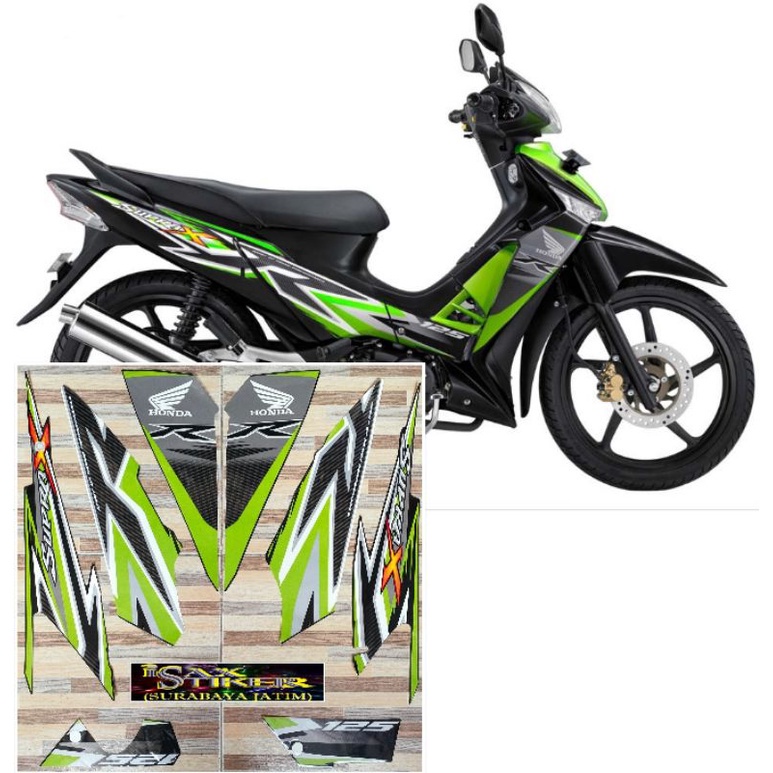 striping original Honda Supra X 125 R cw hijau hitam tahun 2012